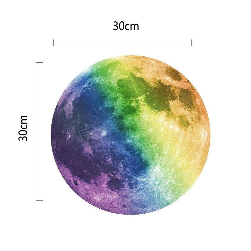 30 cm Farebné Samolepky Na Stenu S Veľkým Mesiacom Odnímateľné Svietiace V Tme Home Decor
