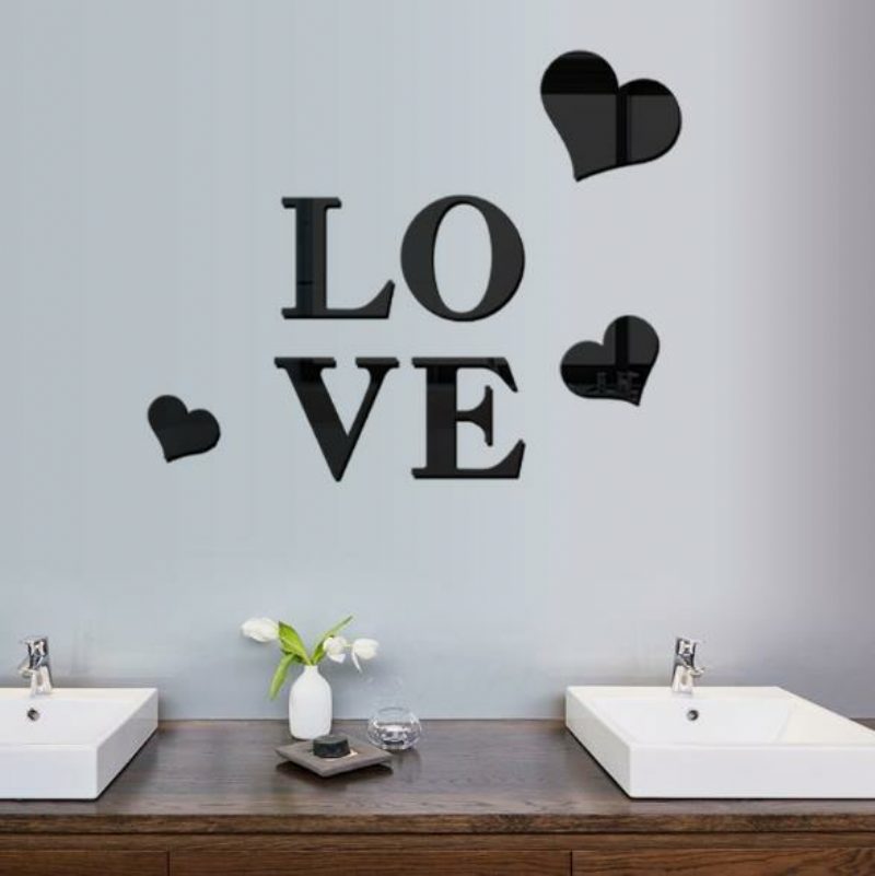 3d Multi-color Love Silver Nálepky Na Stenu V Tvare Zrkadla Diy Home Wall Spálne Office Decor