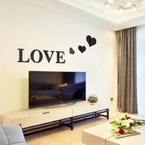 3d Multi-color Love Silver Nálepky Na Stenu V Tvare Zrkadla Diy Home Wall Spálne Office Decor