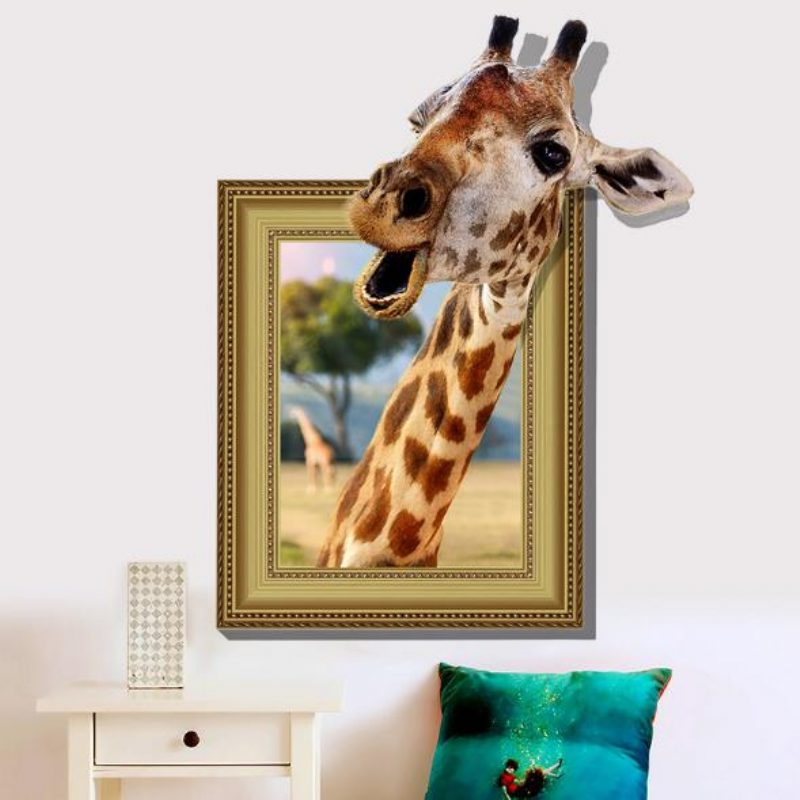 3d Žirafa Obývacia Izba Spálňa Zvieratá Podlaha Domov Pozadie Nálepky Na Stenu Kreatívne