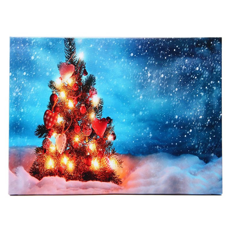 40 X 30 cm Ovládaný Led Vianočný Zasnežený Stromček Xmas Fototapeta Na Stenu Art