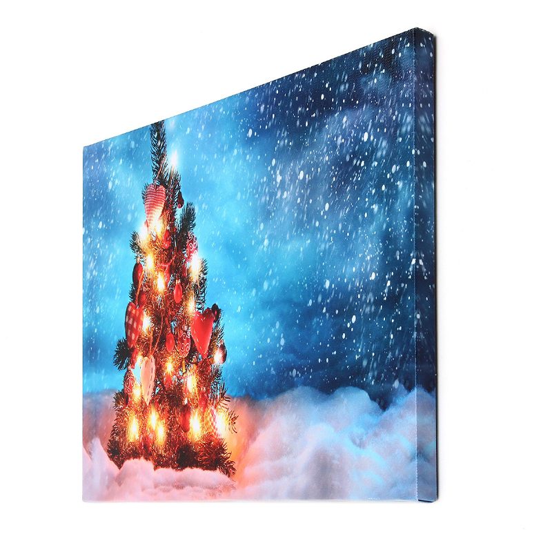 40 X 30 cm Ovládaný Led Vianočný Zasnežený Stromček Xmas Fototapeta Na Stenu Art