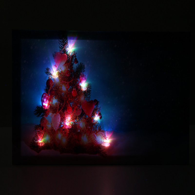 40 X 30 cm Ovládaný Led Vianočný Zasnežený Stromček Xmas Fototapeta Na Stenu Art