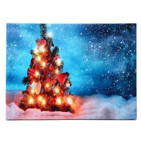 40 X 30 cm Ovládaný Led Vianočný Zasnežený Stromček Xmas Fototapeta Na Stenu Art