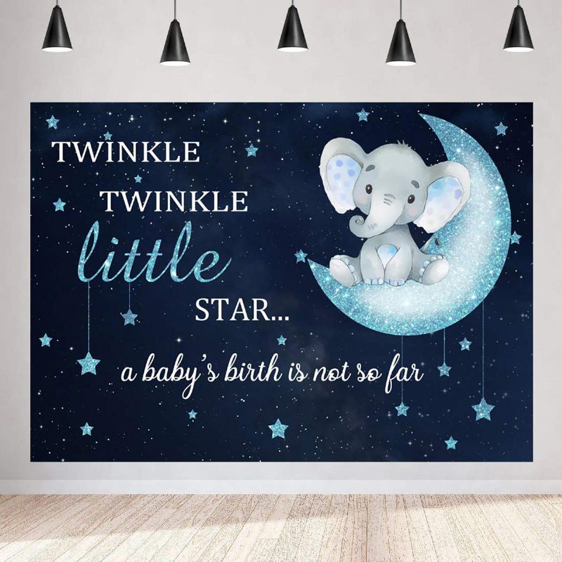 Blue Elephant Photography Backdrop Baby Shower Party Birthday Animals Background