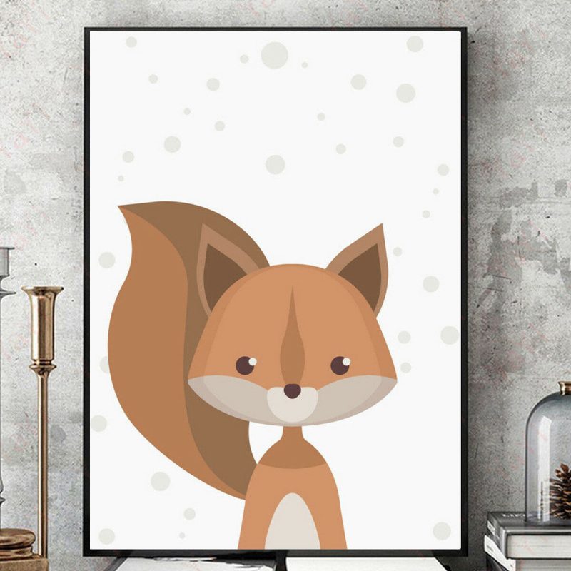 Cartoon Fox Animal Plagát Na Plátne Severské Umelecké Obrazy Baby Kids Room Nálepka Na Stenu Dekor