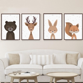 Cartoon Fox Animal Plagát Na Plátne Severské Umelecké Obrazy Baby Kids Room Nálepka Na Stenu Dekor