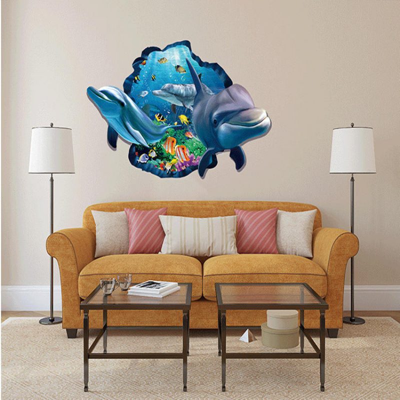 Dekoratívna Nálepka Na Dekoráciu Domácej Izby Miico Creative 3d Morská Ryba Delfín Odnímateľná