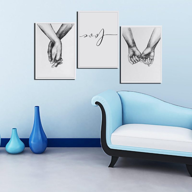 Držiac Za Ruku Čiernobiely Obrázok Cambric Prints Maľba Láska Nálepka Na Stenu Home Decor