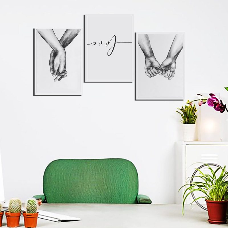 Držiac Za Ruku Čiernobiely Obrázok Cambric Prints Maľba Láska Nálepka Na Stenu Home Decor