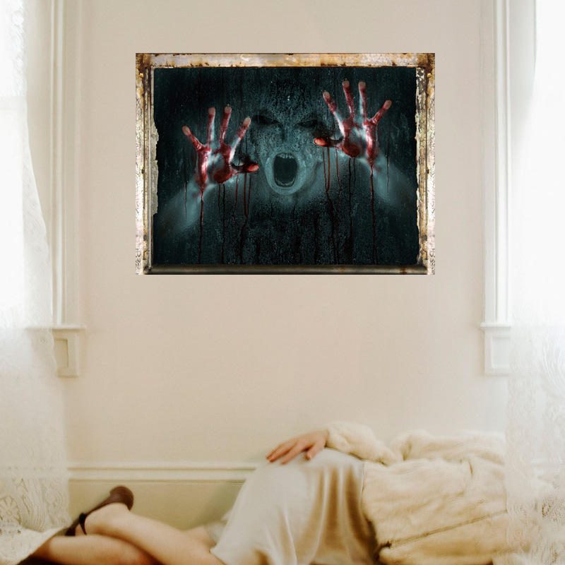 Hororové Nálepky Na Stenu Art Home Dekoratívne Halloween Na Dievča Ghost Broken Wall Stickers