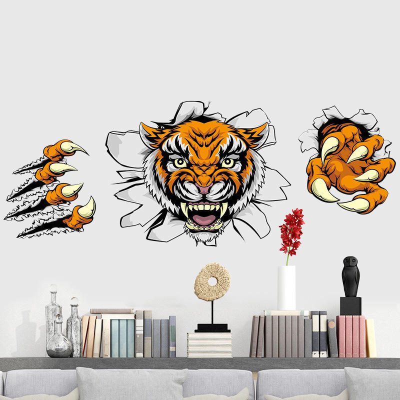 Kreatívna Spoločnosť Dekorácie Do Kancelárie Nálepky Na Stenu Domineering 3d Tiger Broken Wall 30* 90cm