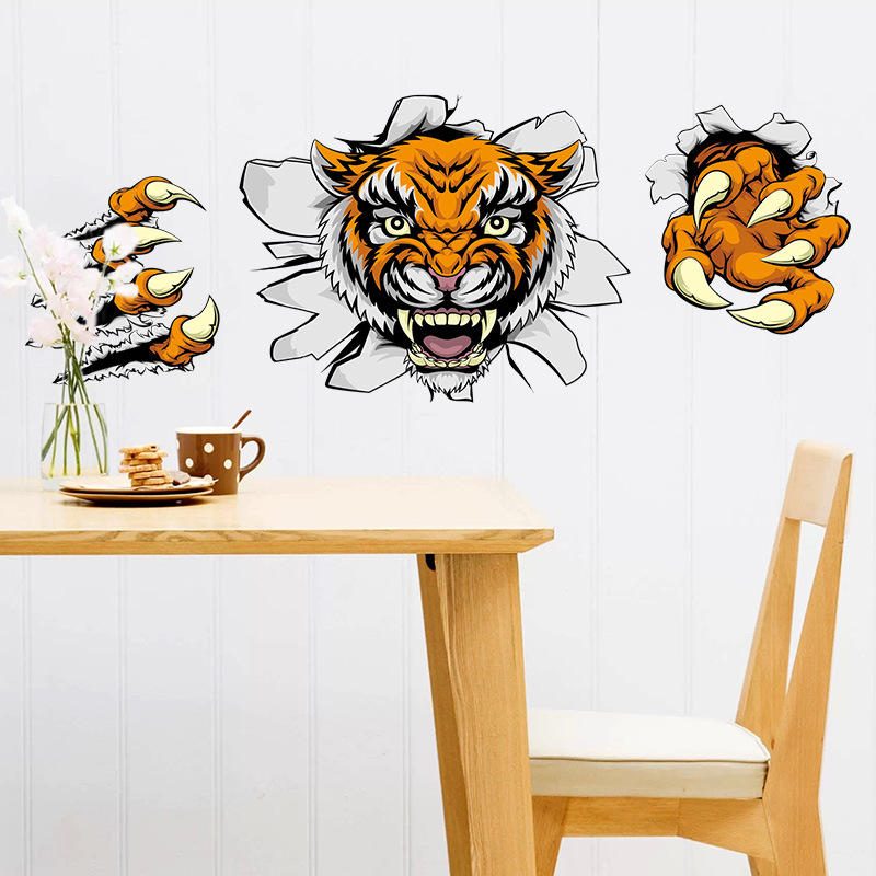 Kreatívna Spoločnosť Dekorácie Do Kancelárie Nálepky Na Stenu Domineering 3d Tiger Broken Wall 30* 90cm