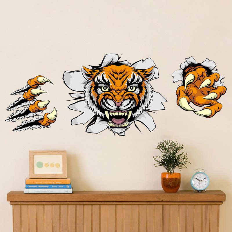 Kreatívna Spoločnosť Dekorácie Do Kancelárie Nálepky Na Stenu Domineering 3d Tiger Broken Wall 30* 90cm