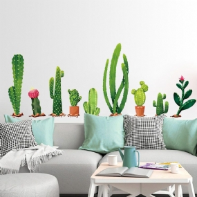 Miico Creative Cartoon Cactus Pvc Odnímateľná Nástenná Dekoračná Nálepka Na Domácu Izbu