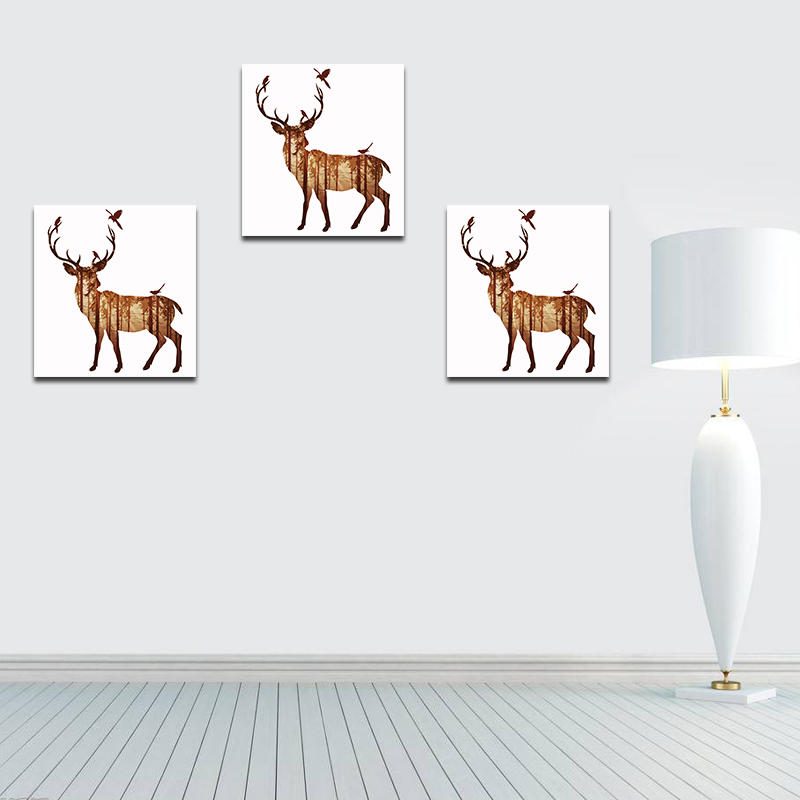 Miico Ručne Maľované Olejomaľby Jednoduchý Štýl-b Bočná Tvár Deer Wall Art Pre Domáce Dekorácie