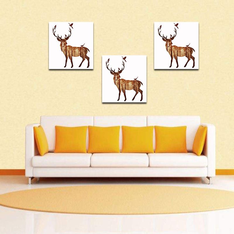 Miico Ručne Maľované Olejomaľby Jednoduchý Štýl-b Bočná Tvár Deer Wall Art Pre Domáce Dekorácie