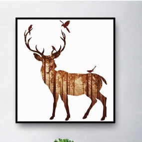 Miico Ručne Maľované Olejomaľby Jednoduchý Štýl-b Bočná Tvár Deer Wall Art Pre Domáce Dekorácie