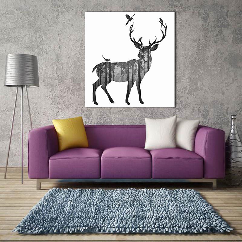 Miico Ručne Maľované Olejomaľby Jednoduchý Štýl-c Bočná Tvár Deer Wall Art Pre Domáce Dekorácie