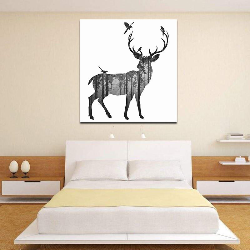 Miico Ručne Maľované Olejomaľby Jednoduchý Štýl-c Bočná Tvár Deer Wall Art Pre Domáce Dekorácie