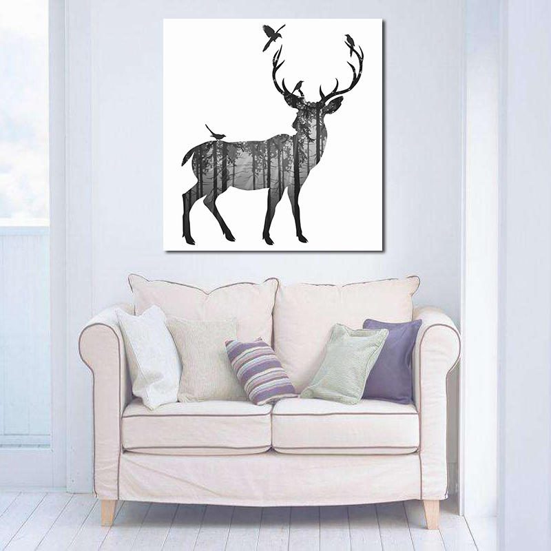 Miico Ručne Maľované Olejomaľby Jednoduchý Štýl-c Bočná Tvár Deer Wall Art Pre Domáce Dekorácie