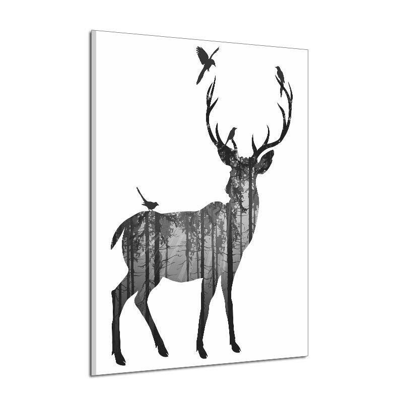 Miico Ručne Maľované Olejomaľby Jednoduchý Štýl-c Bočná Tvár Deer Wall Art Pre Domáce Dekorácie