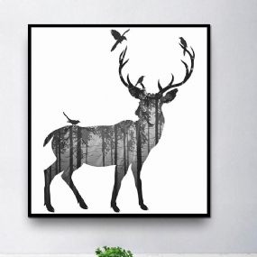 Miico Ručne Maľované Olejomaľby Jednoduchý Štýl-c Bočná Tvár Deer Wall Art Pre Domáce Dekorácie