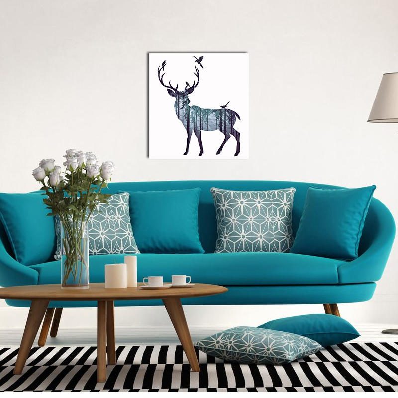 Miico Ručne Maľované Olejomaľby Jednoduchý Štýl – Bočná Tvár Deer Wall Art Pre Domácu Dekoráciu