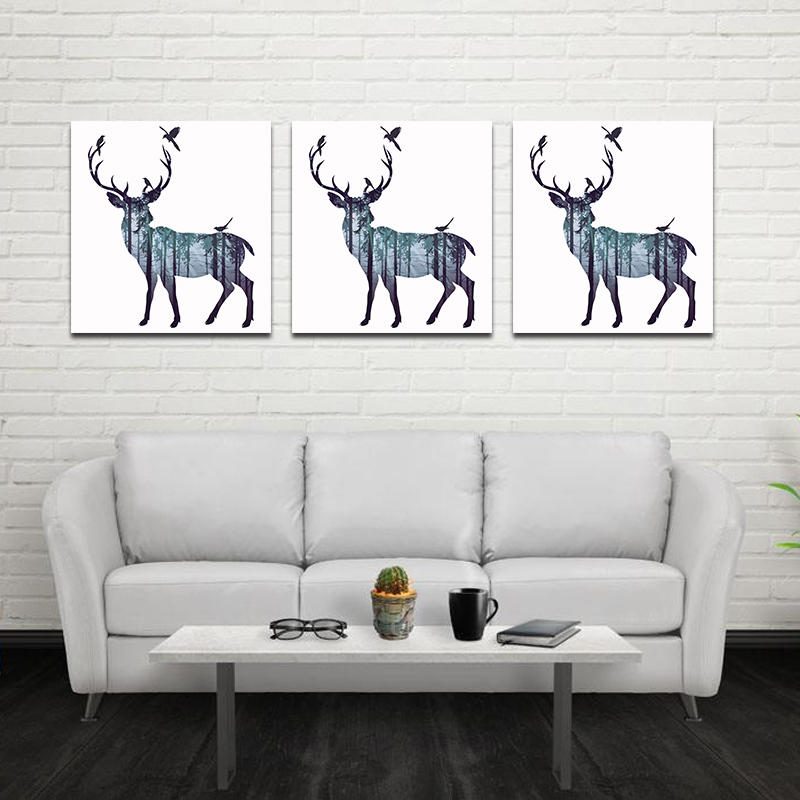 Miico Ručne Maľované Olejomaľby Jednoduchý Štýl – Bočná Tvár Deer Wall Art Pre Domácu Dekoráciu