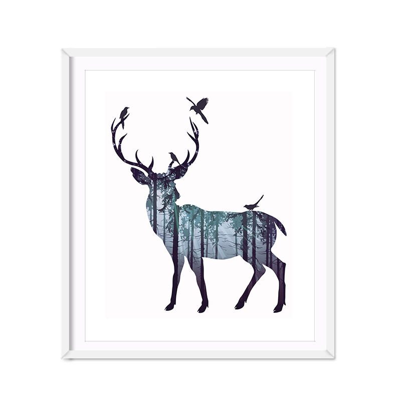 Miico Ručne Maľované Olejomaľby Jednoduchý Štýl – Bočná Tvár Deer Wall Art Pre Domácu Dekoráciu