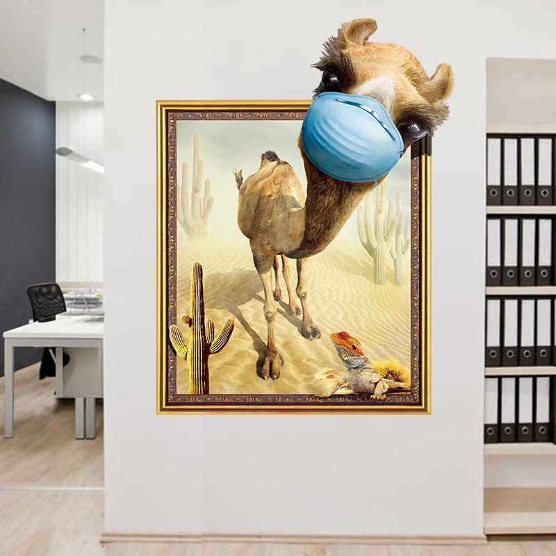 Nálepka Miico Creative 3d Desert Camel Frame Pvc Dekoratívna Dekoračná Na Stenu