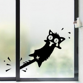 Nálepka Na Stenu Honana Cartoon Clip To The Tail Of A Cat Pre Domácu Dekoráciu Pvc Nálepky Dvere Na Auto Čierna Mačka Vzor Vinylové Na Pre Kuchynskú Skrinku Na Auta