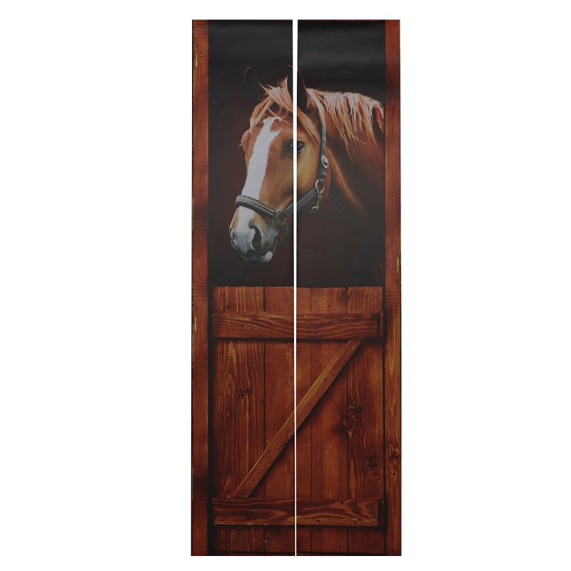 Samolepiace Nálepky Na Stenu 3d Nálepka Na S Dvierkami Koňa Wrap Home Decor 77x200cm