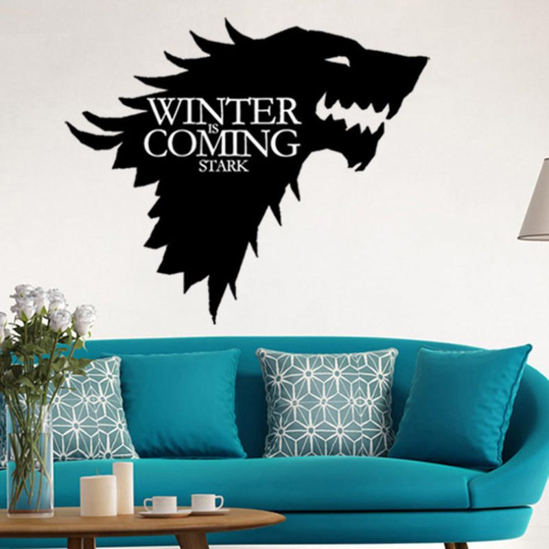 T-5 Game Of Thrones Znak Rodiny Stark Ice Wolf Nálepky Na Stenu Gravírované Na