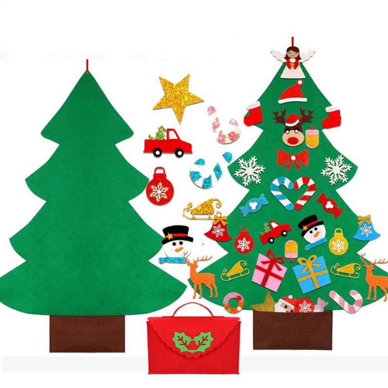 Urobte Si Vianočný Stromček Z Plsti S Trblietavými Ozdobami Voľne Prilepte Na Stenu Vianočné Stromčeky Ozdoby Z Novoročný Darček Urob Si Sám Súpravu Vianočného Stromčeka