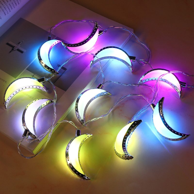 10ks Led Deluxe Ramadánových Nočných Svetiel Eid String Light Moon Dekorácie