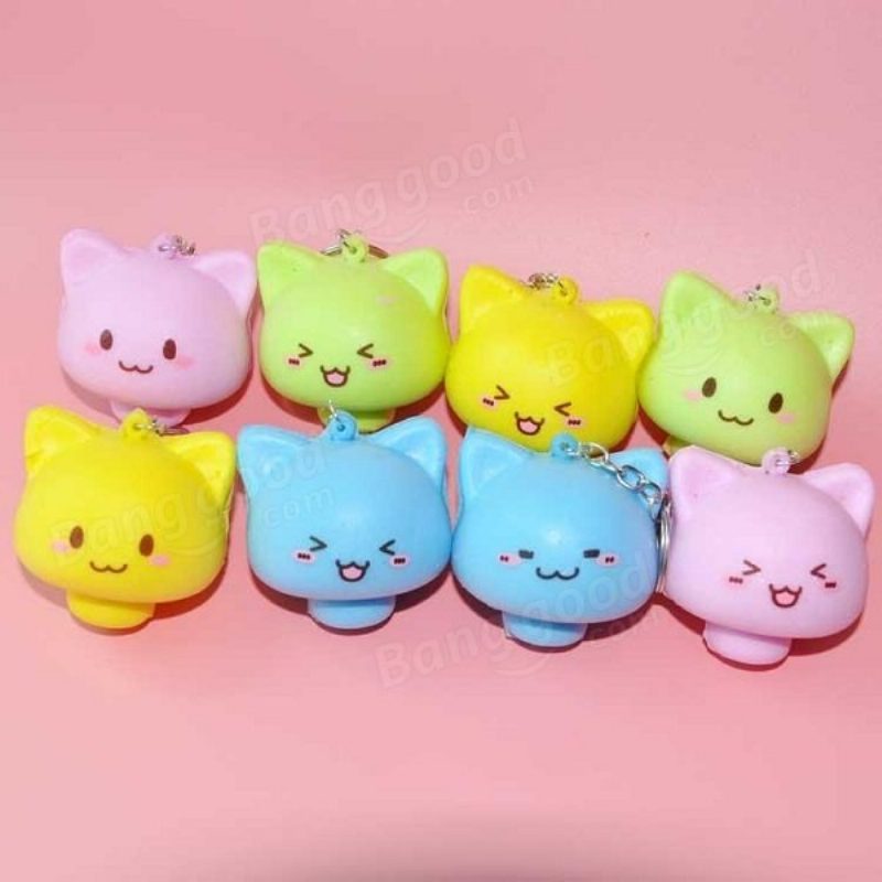 1pc Simulácia Chlieb Huba Roztomilá Tvár Keychain Squishy Crafts Kreatívna Dekorácia