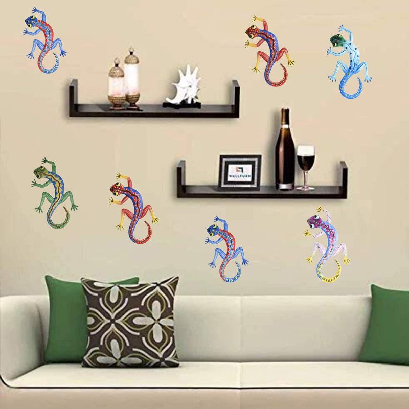 2/3/5 Metal Gecko Wall Decor Art Set Závesná Umelecká Nástenná Dekorácia Do Spálne Obývacia Izba Kancelária Záhrada