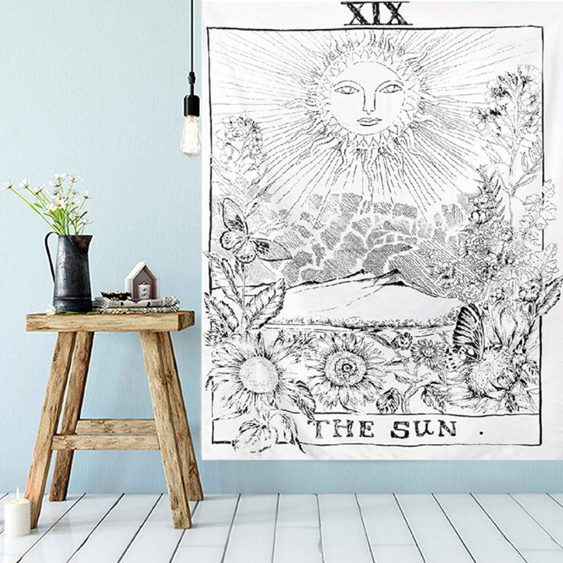 210 cm Slnko Hviezda Mesiac Tarotový Gobelín Hippie Nástenná Závesná Deka Izba Home Decor