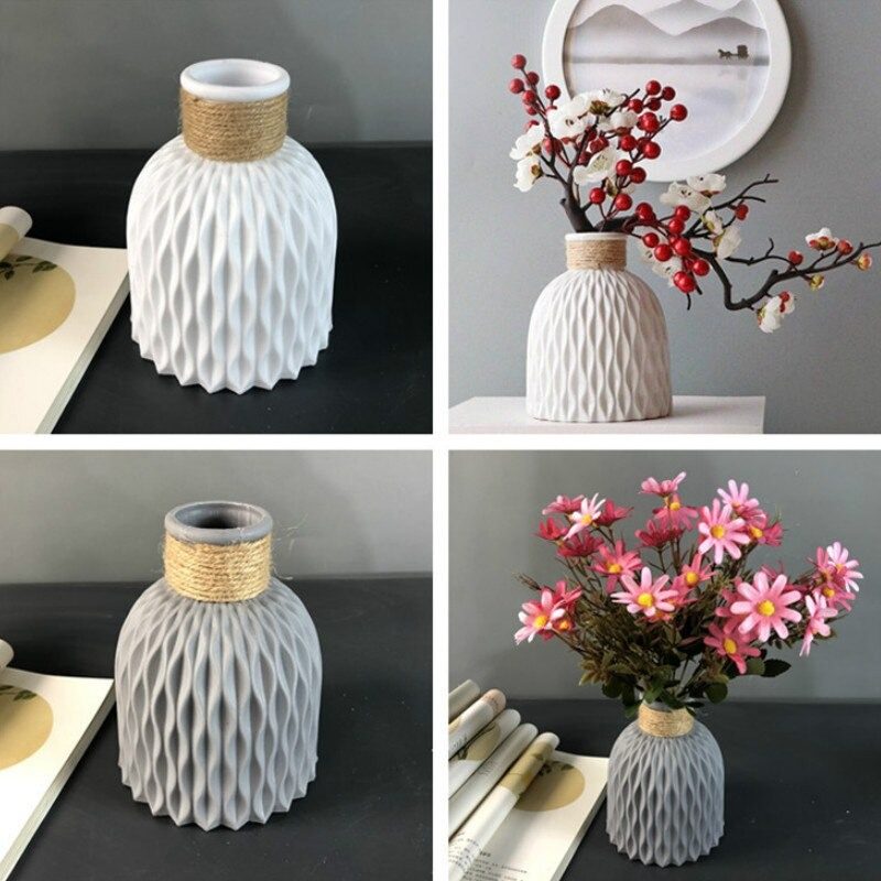 Dekorácia Na Kvetinovú Vázu Home Plastová Váza Imitácia Keramiky