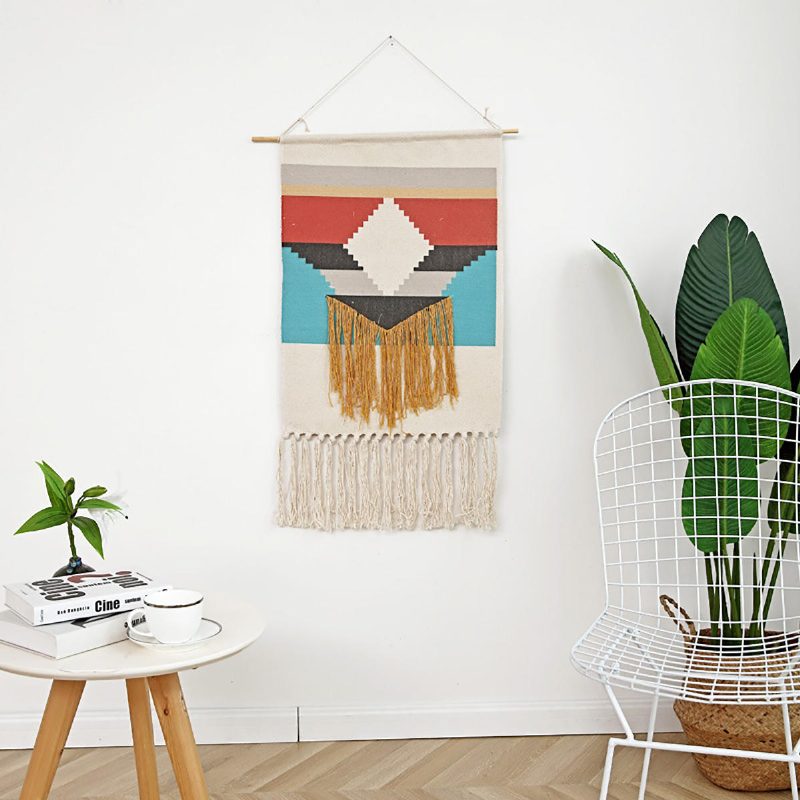 Gobelín Macrame Nástenný Závesný Chic Bohemian Home Dekorácia Izby Geometric Art Mat