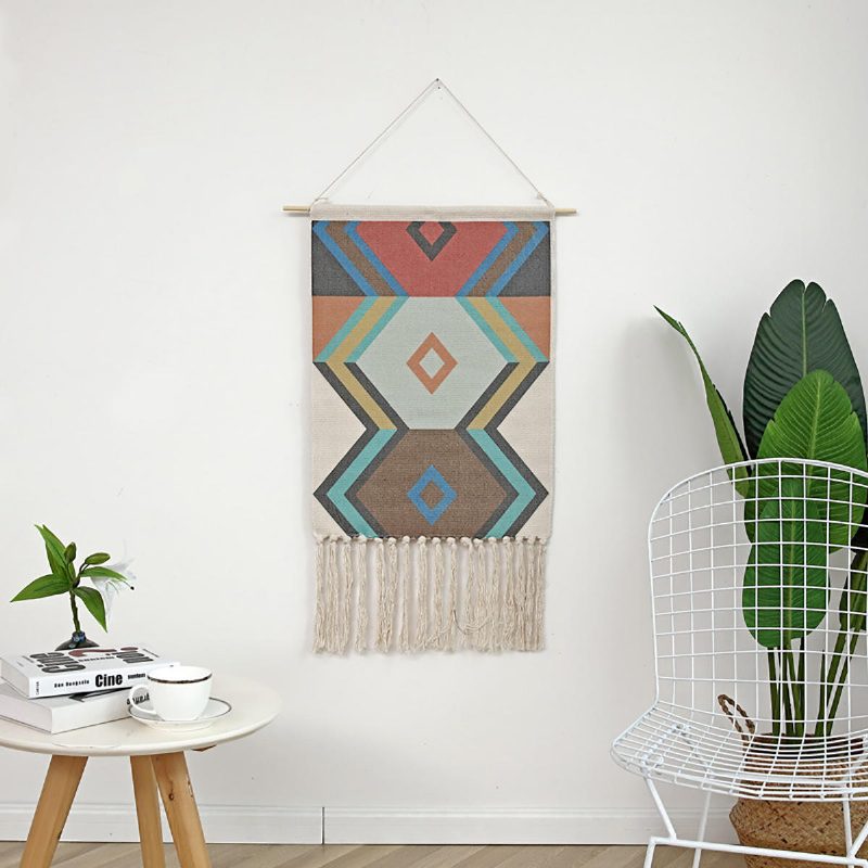 Gobelín Macrame Nástenný Závesný Chic Bohemian Home Dekorácia Izby Geometric Art Mat