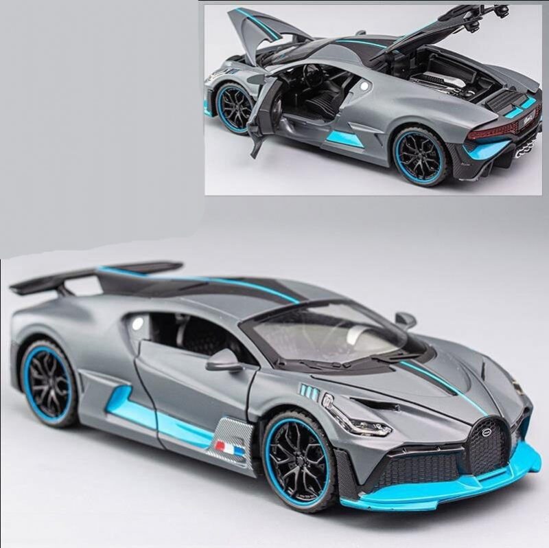 Hliníkové Športové Auto Bugatti Divo Zvukové Svetlá Otvorených Dverí