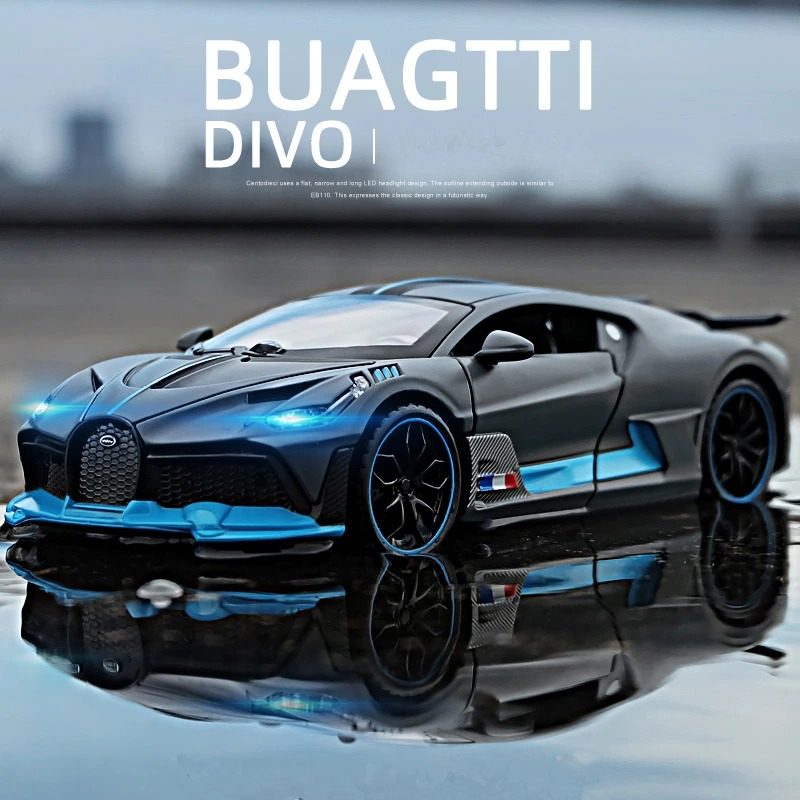 Hliníkové Športové Auto Bugatti Divo Zvukové Svetlá Otvorených Dverí