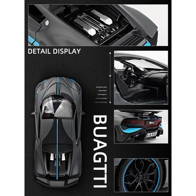 Hliníkové Športové Auto Bugatti Divo Zvukové Svetlá Otvorených Dverí