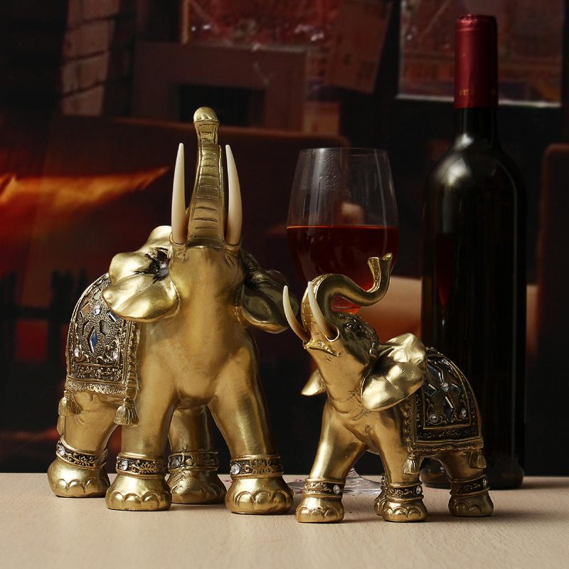 Kúzlo Šťastia Fengshui Maskot Zlatý Slon Živica Mini Socha Ozdoby Na Domáci Stôl Darčeky Dekorácie Do Bytu