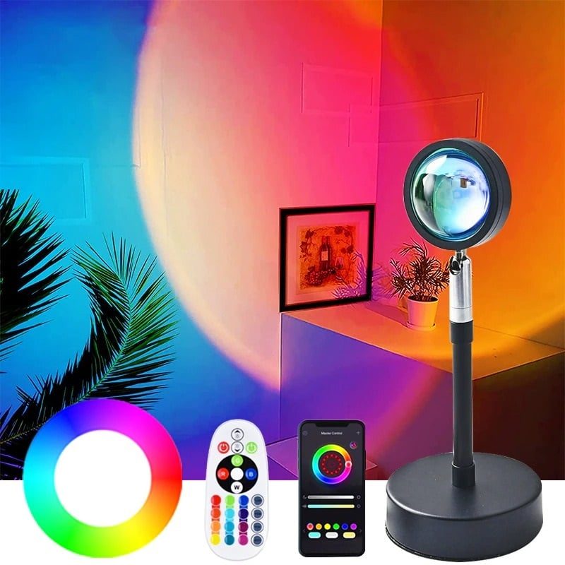 Lampa Pri Západe Slnka S Diaľkovým Rgb Led Nočným Svetlom