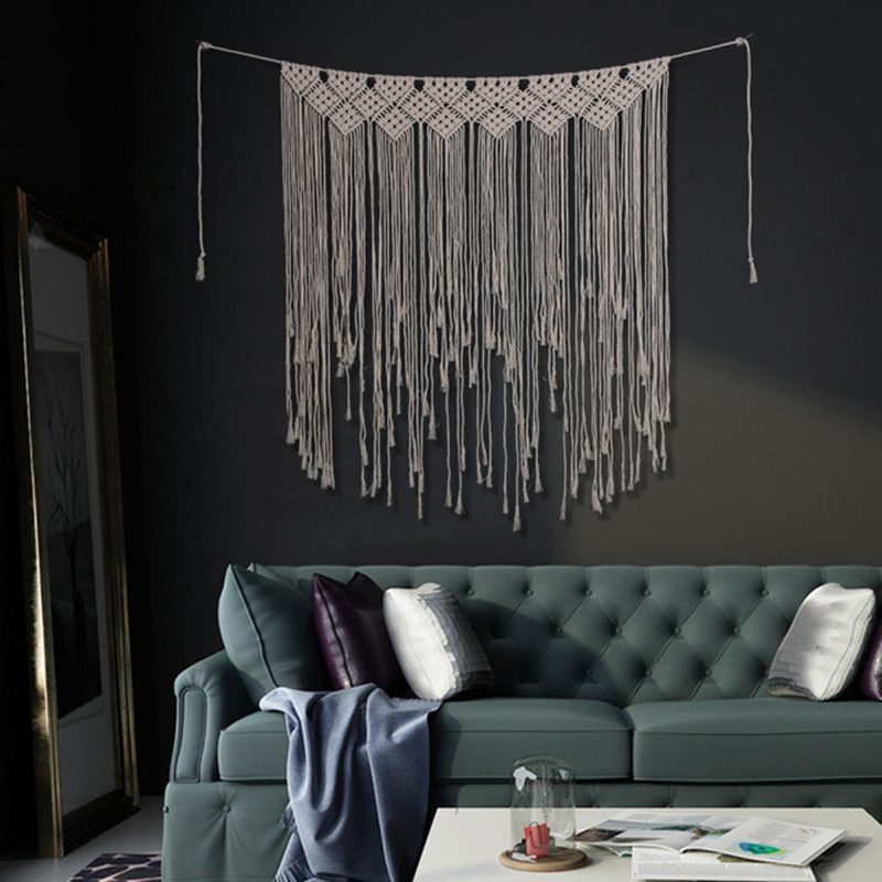 Macrame Backdrop Curtains Visiace Bo Ho Svadobný Vešiak Bavlna Nástenné Umelecké Domáce Dekorácie