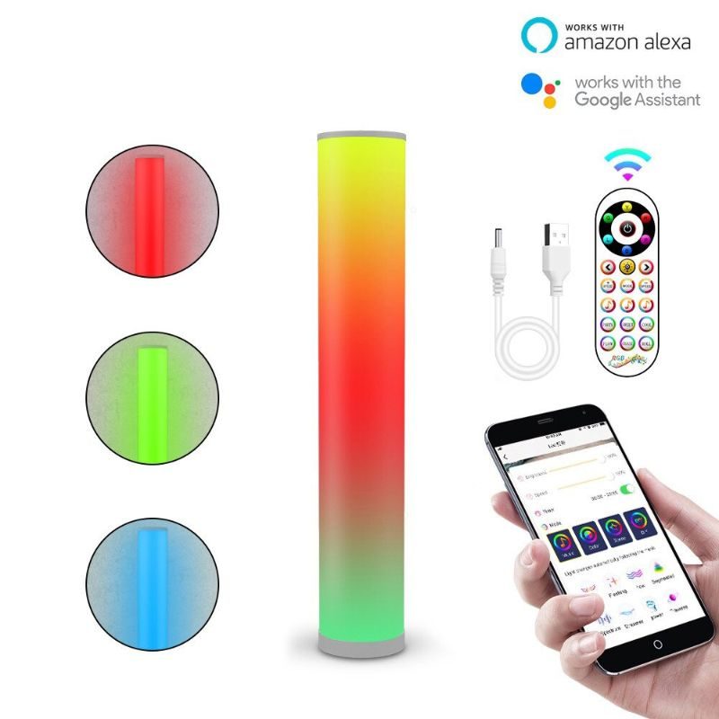 Moderná Led Valcová Stojaca Lampa Nočná Rgb16 Color App Remote Usb