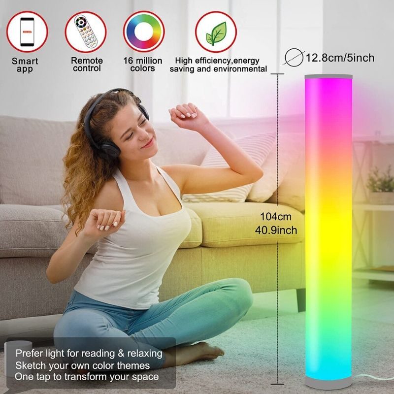Moderná Led Valcová Stojaca Lampa Nočná Rgb16 Color App Remote Usb